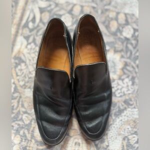 The Row Black Leather Slip-On Loafers